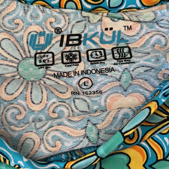 IBKUL Long Sleeve Crew Neck Top Scarlet Print Turquoise S and L - Picture 8 of 8